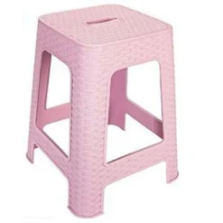 SGABELLO IN PLASTICA RATTAN ROSA H 45,5 CM SEDIA COMPLEMENTO D'ARREDO PER CASA