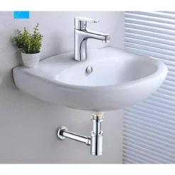 SIFONE A BOTTIGLIA LAVANDINO SCARICO 1" 1/4 LAVABO CROMATO CON ROSONE ART.69374