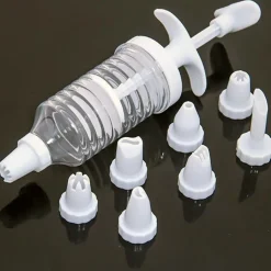 SIRINGA PER DOLCI 18CM IN PLASTICA DA PASTICCIERE CON 8 BECCUCCI ERGONOMICA