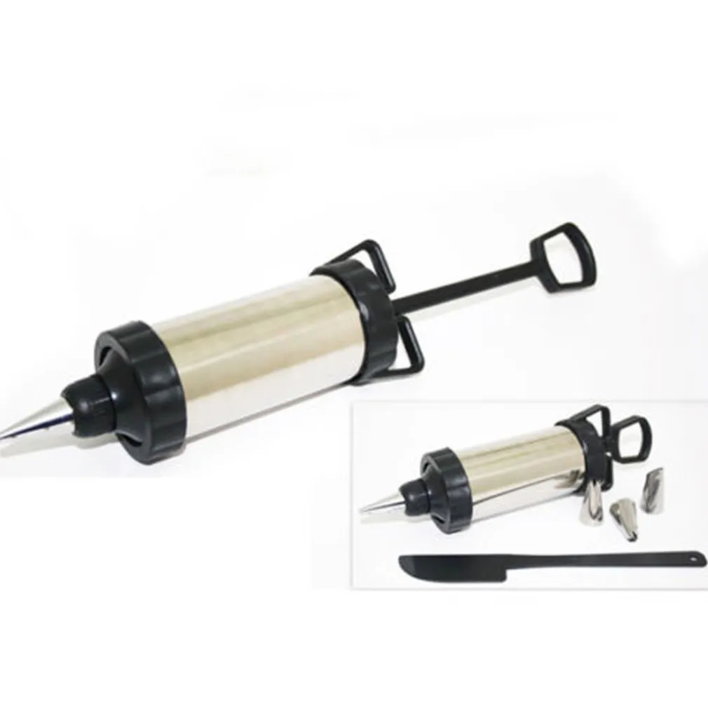 SIRINGA PER DOLCI IN METALLO E PLASTICA CON 4 BECCUCCI DECORAZIONE TORTE