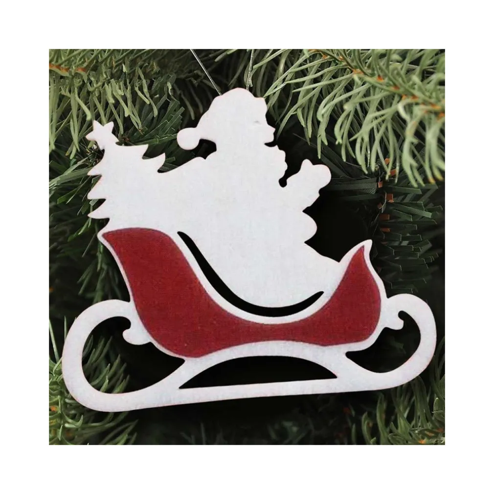 SLITTA BABBO NATALE OVATTA E JUTA 2 COLORI 44 CM PER ALBERO DI NATALE