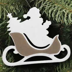 SLITTA BABBO NATALE OVATTA E JUTA 2 COLORI 44 CM PER ALBERO DI NATALE