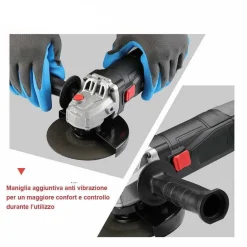 SMERIGLIATRICE ANGOLARE 750W FLEX FRULLINO 125MM 6 DISCHI E MANICO REGOLABILE