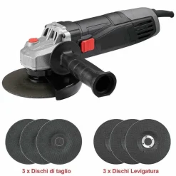 SMERIGLIATRICE ANGOLARE 750W FLEX FRULLINO 125MM 6 DISCHI E MANICO REGOLABILE