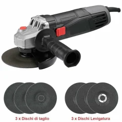 SMERIGLIATRICE ANGOLARE 900W FLEX FRULLINO 125MM 6 DISCHI E MANICO REGOLABILE