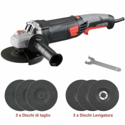 SMERIGLIATRICE ANGOLARE 870W FLEX FRULLINO 125MM VELOCITA REGOLABILE 6 DISCHI