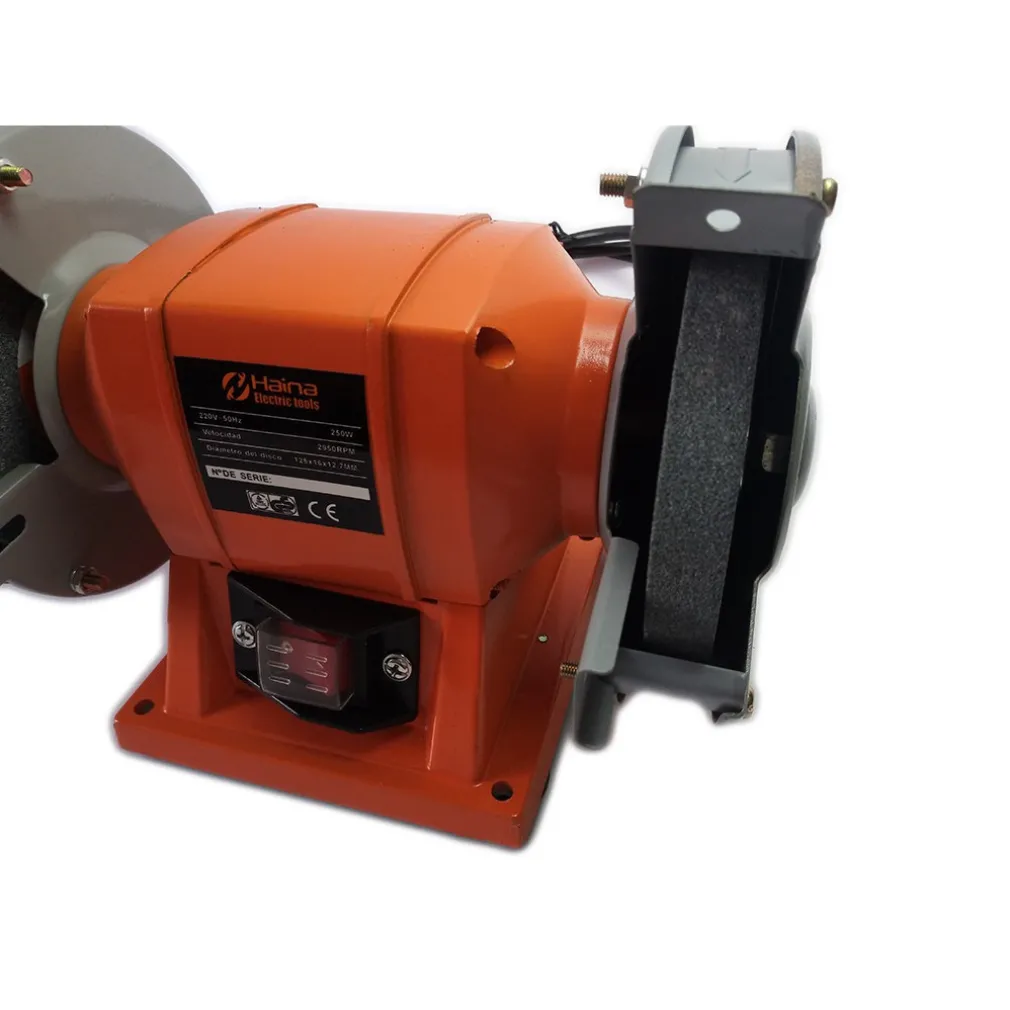 SMERIGLIATRICE MOLA DA BANCO 250W 2 DISCHI 2 PIETRE 125MM PROFESSIONALE HN-1206B