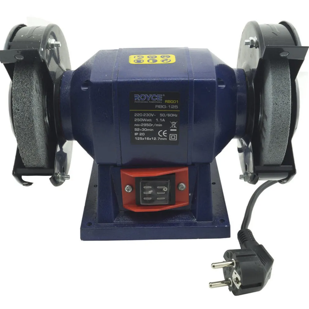 SMERIGLIATRICE MOLA DA BANCO 150W CON 2 DISCHI IN PIETRA DA 125MM PER OFFICINA