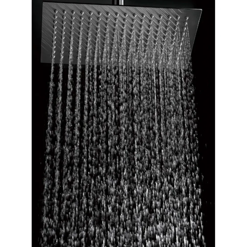 SOFFIONE ACCIAIO DOCCIA QUADRATO 20X20cm BAGNO EFFETTO PIOGGIA SOTTILE CROMATO