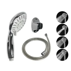 SOFFIONE CON TUBO FLESSIBILE 1,8MT DOCCETTA TELEFONO STAFFA MURO DA BAGNO 52056