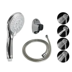 SOFFIONE CON TUBO FLESSIBILE 1,8MT DOCCETTA TELEFONO SUPPORTO MURO GRIGIO 52048