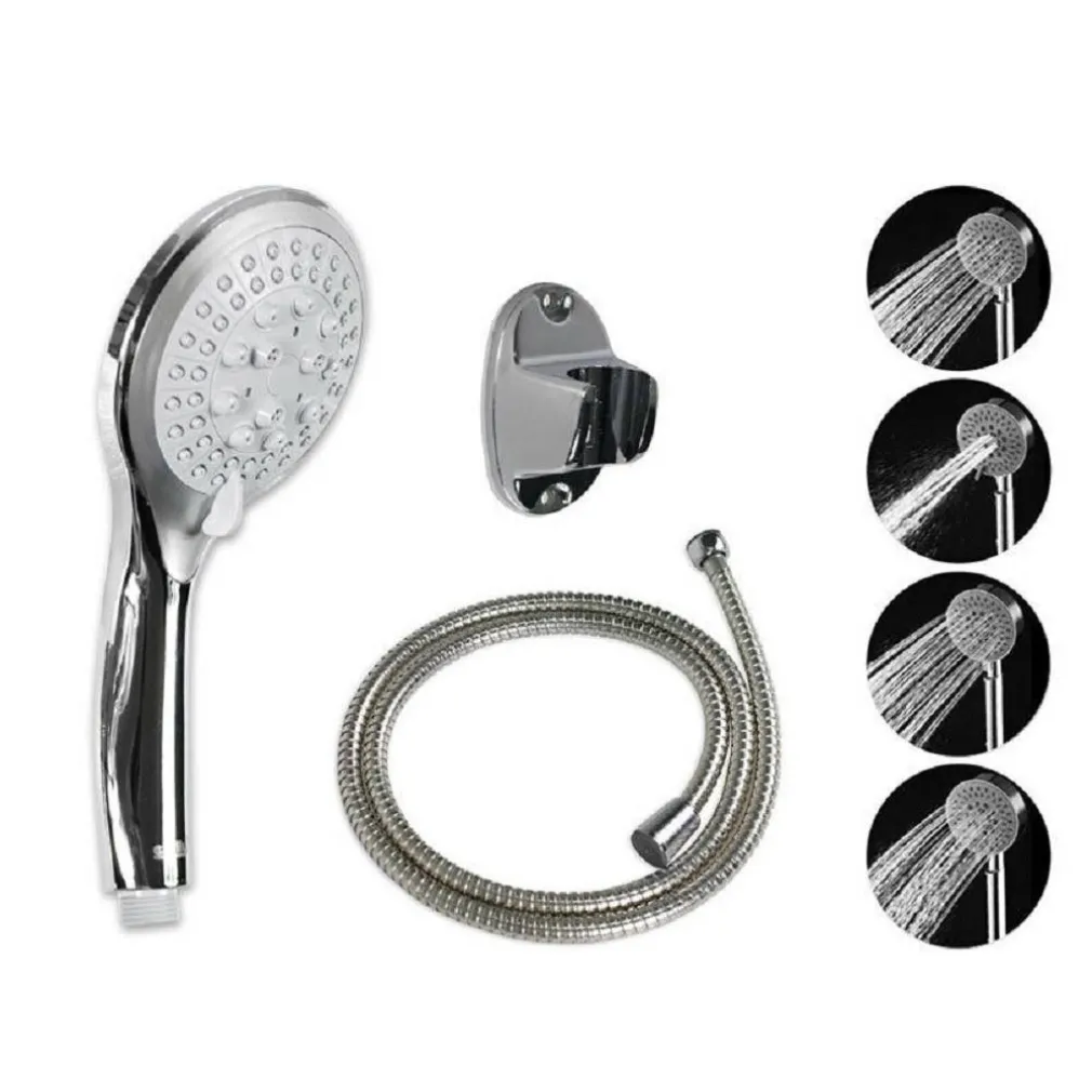 SOFFIONE CON TUBO FLESSIBILE 1,8MT DOCCETTA TELEFONO SUPPORTO MURO GRIGIO 52048