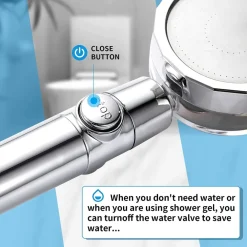 SOFFIONE DOCCETTA DOCCIA CON ELICA TURBO VORTICE VORTEX WATER SAVING EASY CLEAN