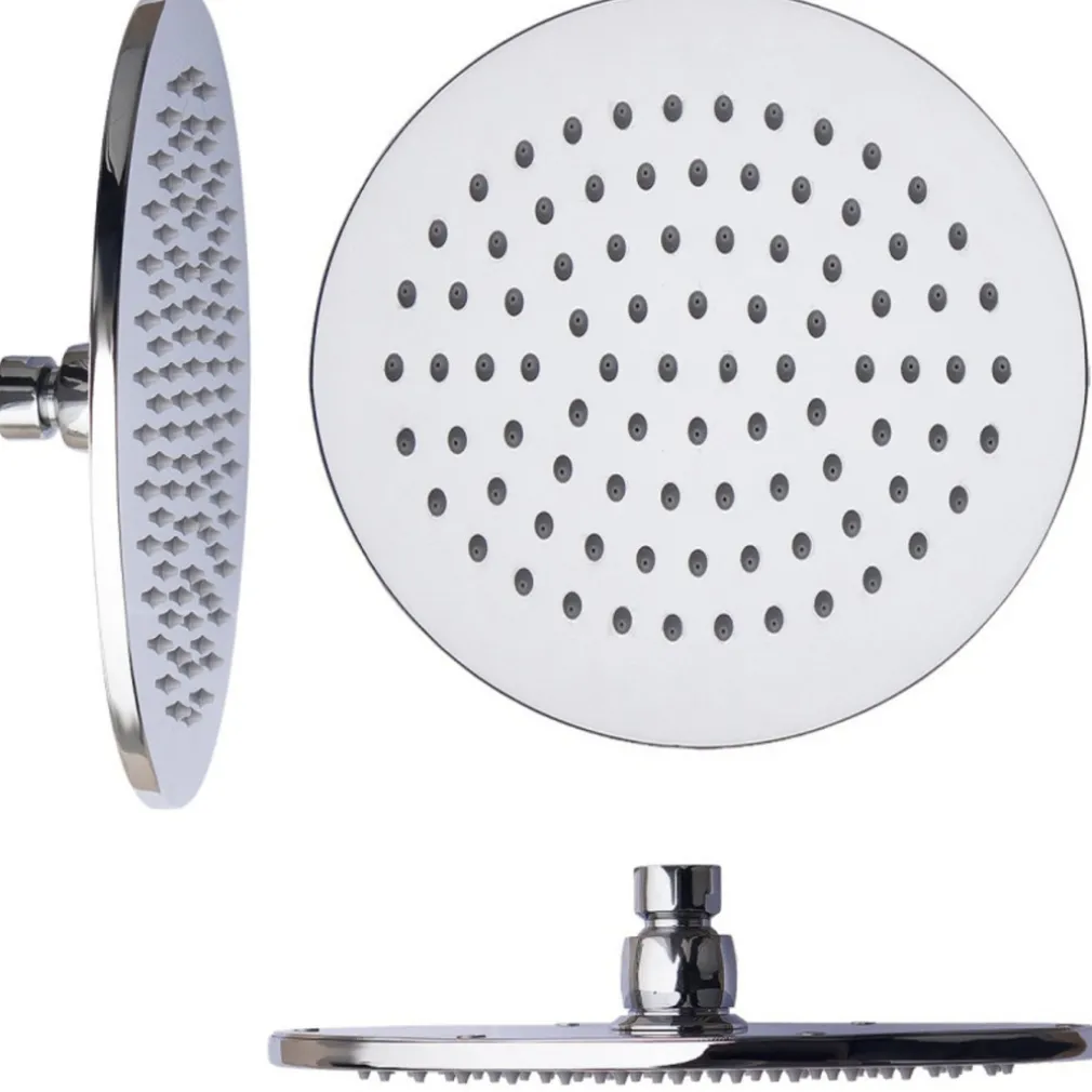 SOFFIONE DOCCIA 4" 10CM TONDO IN ACCIAIO ATTACCO STANDARD SNODATO ORIENTABILE