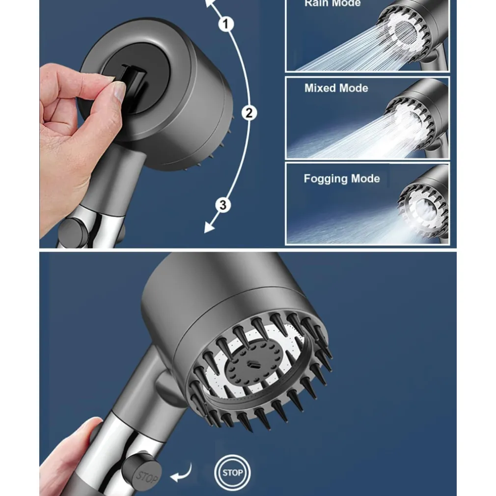 SOFFIONE DOCCIA A PIOGGIA CON FILTRO A 4 MODALITà MASSAGGIO AD ALTA PRESSIONE
