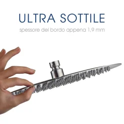 SOFFIONE DOCCIA BAGNO CASCATA TONDO 40 CM ACCIAIO ULTRA SOTTILE EFFETTO PIOGGIA