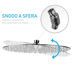 SOFFIONE DOCCIA BAGNO CASCATA TONDO 30 CM ACCIAIO ULTRA SOTTILE EFFETTO PIOGGIA