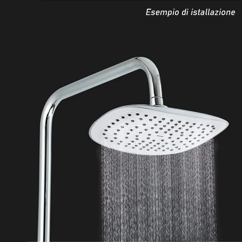 SOFFIONE DOCCIA BAGNO QUADRATO 20X20CM ABS EFFETTO PIOGGIA 52213 FILTRO ANTICALCARE