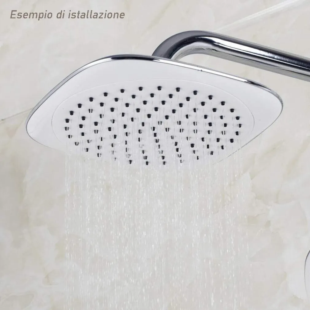 SOFFIONE DOCCIA BAGNO QUADRATO 20X20CM ABS EFFETTO PIOGGIA 52213 FILTRO ANTICALCARE