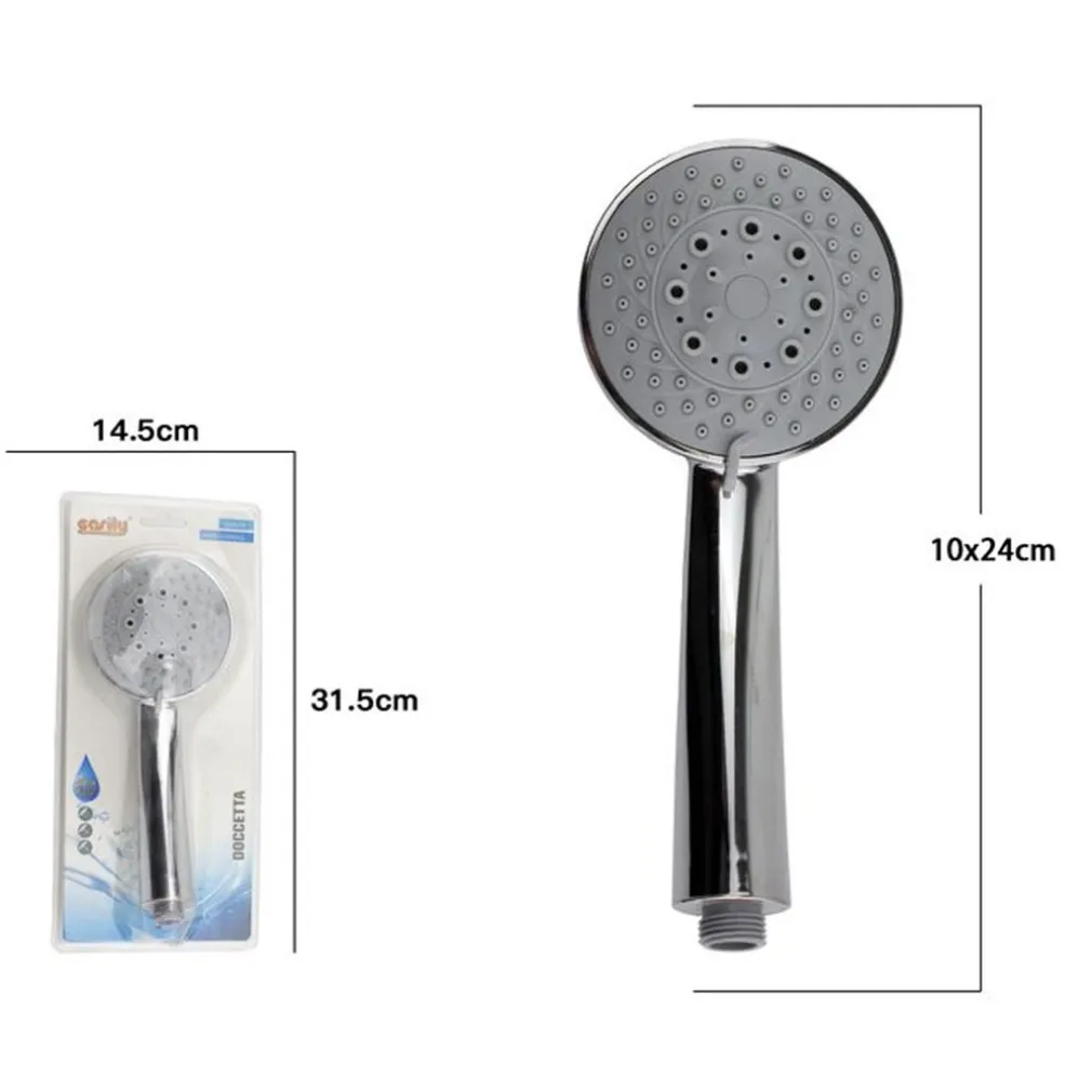 SOFFIONE DOCCIA DOCCETTA MULTIGETTO DOCCINO ROTONDO MODERNO BAGNO 10X24CM 69052