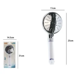 SOFFIONE DOCCIA DOCCETTA MULTIGETTO ROTONDO 11X25 CM MASSAGGIO ANTICALCARE 79699