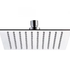 SOFFIONE DOCCIA IN ACCIAIO QUADRATO 4" 10CM ATTACCO STANDARD SNODATO ORIENTABILE