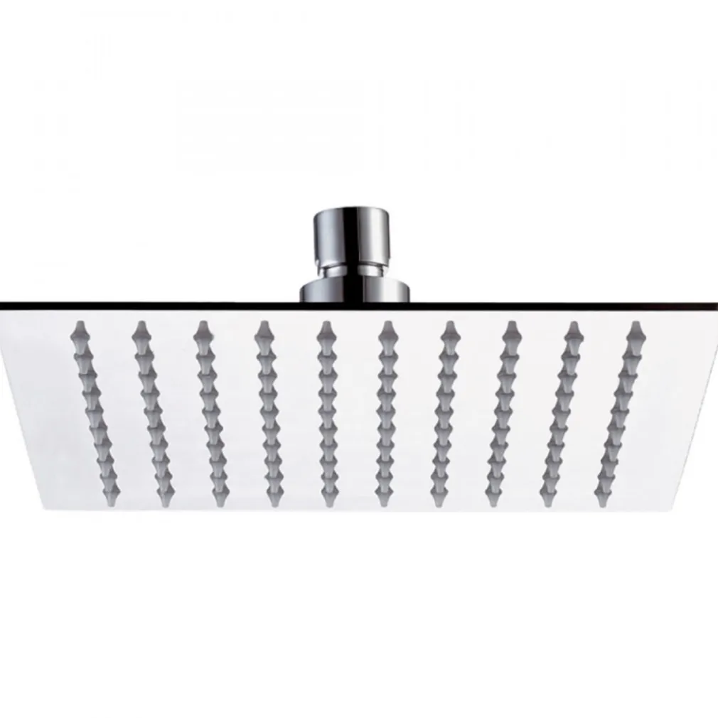 SOFFIONE DOCCIA IN ACCIAIO QUADRATO 4" 10CM ATTACCO STANDARD SNODATO ORIENTABILE