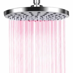 SOFFIONE DOCCIA LED RGB ROTONDO 20CM CROMOTERAPIA DOCCIA EMOZIONALE ARGENTO 79906