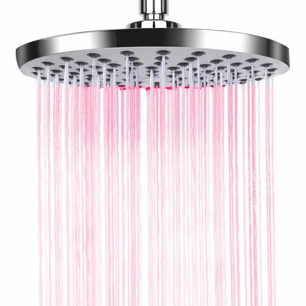 SOFFIONE DOCCIA LED RGB ROTONDO 20CM CROMOTERAPIA DOCCIA EMOZIONALE ARGENTO 79906