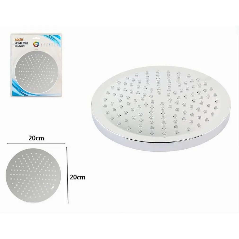 SOFFIONE DOCCIA LED RGB ROTONDO 20CM CROMOTERAPIA DOCCIA EMOZIONALE ARGENTO 79906