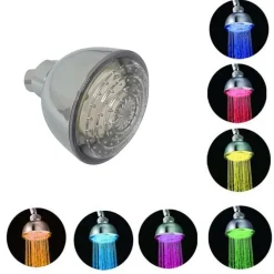 SOFFIONE DOCCIA LED ROTONDO Ø8CM CROMOTERAPIA DOCCIA EMOZIONALE MULTICOLOR 79900