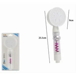 SOFFIONE DOCCIA MULTIGETTO FLUSSO D'ACQUA CURVO PULSANTE DOCCETTA 9X25.5CM 87530