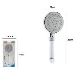 SOFFIONE DOCCIA MULTIGETTO ROTONDO DOCCETTA MODERNO 11 X 25 CM MASSAGGIO 79696