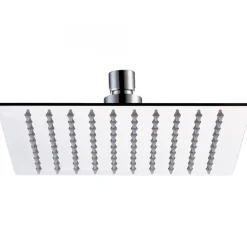 SOFFIONE DOCCIA QUADRATO 6" 15CM IN ACCIAIO ATTACCO STANDARD SNODATO ORIENTABILE