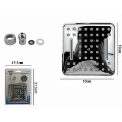 SOFFIONE DOCCIA QUADRATO 10 CM UGELLI FORI BAGNO MISCELATORE CON ATTACCHI 69285