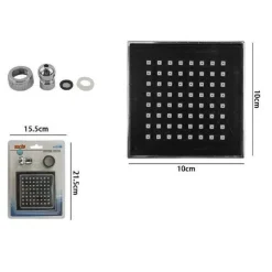 SOFFIONE DOCCIA QUADRATO 10 X 10 CM UGELLI FORI BAGNO MISCELATORE MODERNO 69283