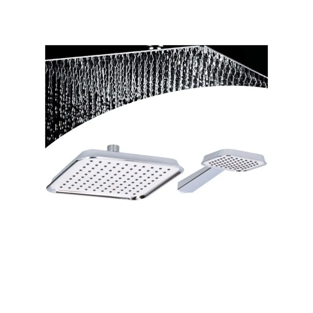 SOFFIONE DOCCIA QUADRATO 20X20CM CON MISCELATORE DOCCETTA QUADRATA IN ABS CROMO