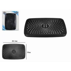 SOFFIONE DOCCIA RETTANGOLARE UGELLI FORI BAGNO MISCELATORE NERO 28.5X19 CM 87127