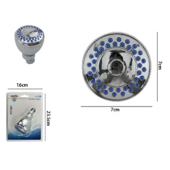 SOFFIONE DOCCIA ROTONDO DIAMETRO 7 CM UGELLI FORI BAGNO MISCELATORE 69277