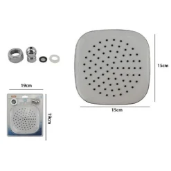 SOFFIONE DOCCIA UGELLI FORI BAGNO MISCELATORE AD ALTA PRESSIONE 15 X 15 CM 69289