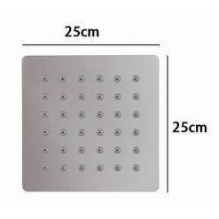 SOFFIONE DOCCIA UGELLI FORI BAGNO QUADRATO SLIM 25X25CM EFFETTO PIOGGIA CROMATO 59273