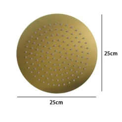 SOFFIONE DOCCIA ULTRA SLIM ROTONDO Ø25CM ORO SATINATO ATTACCO UNIVERSALE ½ BAGNO 87884