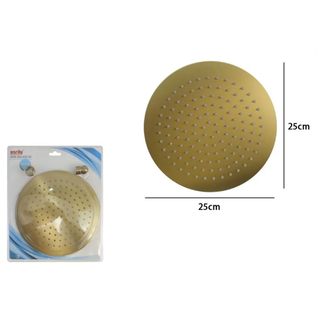 SOFFIONE DOCCIA ULTRA SLIM ROTONDO Ø25CM ORO SATINATO ATTACCO UNIVERSALE ½ BAGNO 87884