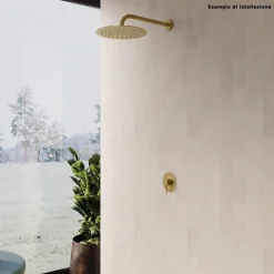 SOFFIONE DOCCIA ULTRA SLIM ROTONDO Ø25CM ORO SATINATO ATTACCO UNIVERSALE ½ BAGNO 87884