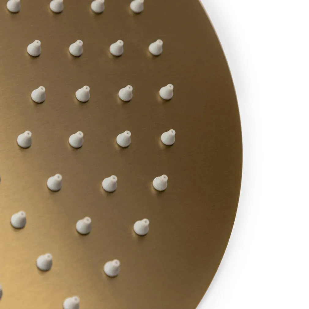 SOFFIONE DOCCIA ULTRA SLIM ROTONDO Ø25CM ORO SATINATO ATTACCO UNIVERSALE ½ BAGNO 87884