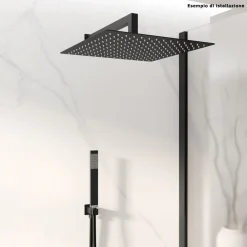 SOFFIONE DOCCIA ULTRA SLIM QUADRATO 25X25CM BAGNO MISCELATORE NERO ATTACCO UNIVERSALE 87883