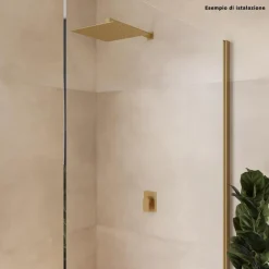 SOFFIONE DOCCIA ULTRA SLIM QUADRATO 25X25CM ORO SATINATO ATTACCO UNIVERSALE ½ BAGNO 87882