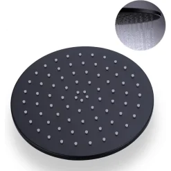 SOFFIONE DOCCIA ULTRA SLIM ROTONDO Ø25CM NERO ATTACCO UNIVERSALE ½ BAGNO MISCELATORE 87885