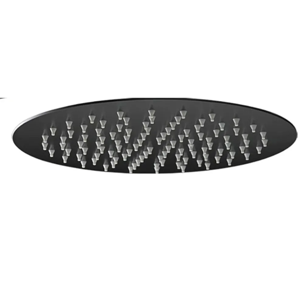 SOFFIONE DOCCIA ULTRA SLIM ROTONDO Ø25CM NERO ATTACCO UNIVERSALE ½ BAGNO MISCELATORE 87885