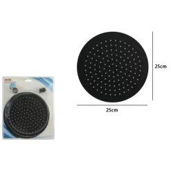 SOFFIONE DOCCIA ULTRA SLIM ROTONDO Ø25CM NERO ATTACCO UNIVERSALE ½ BAGNO MISCELATORE 87885